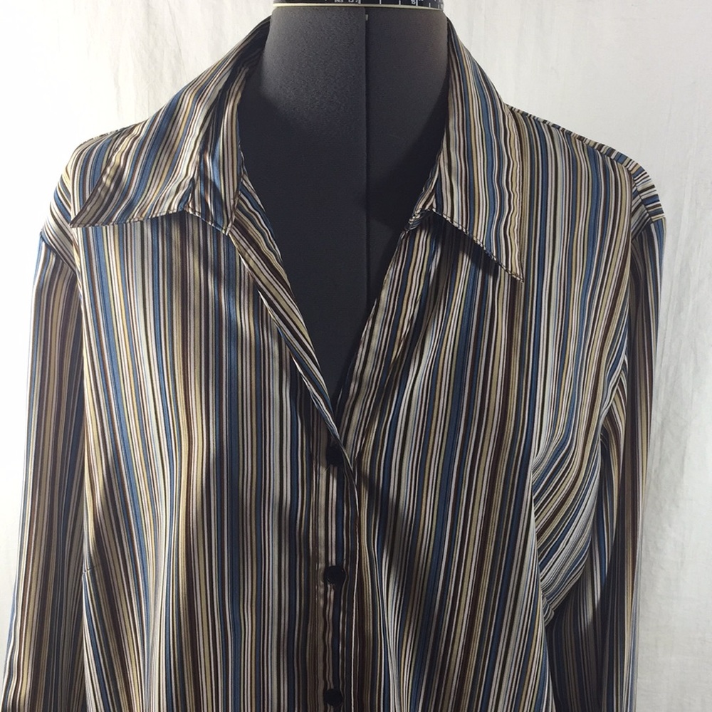 Notation Stretch Stripe 3/4 Sleeve Top Size Xl - image 2